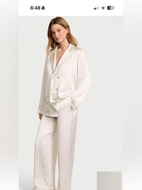 Victoria's Secret Cream Satin Wide-Leg Bride PJs- LIKE NEW